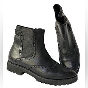 GEOX AMPHIBIOX Black Leather Chelsea Brogue Boots